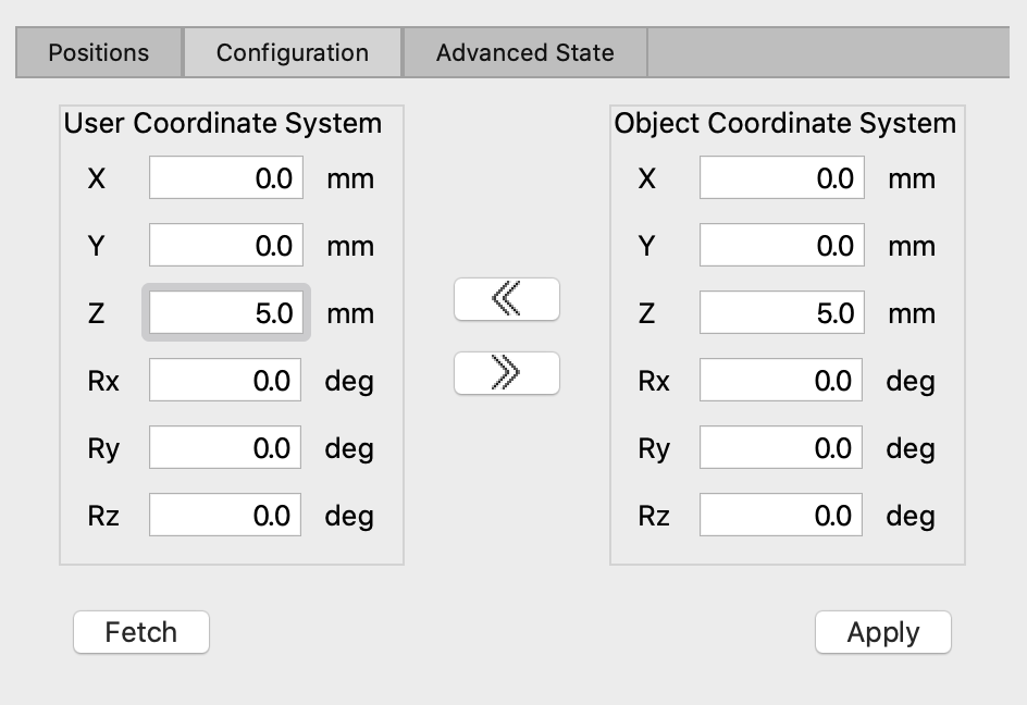 hexapod ui configuration